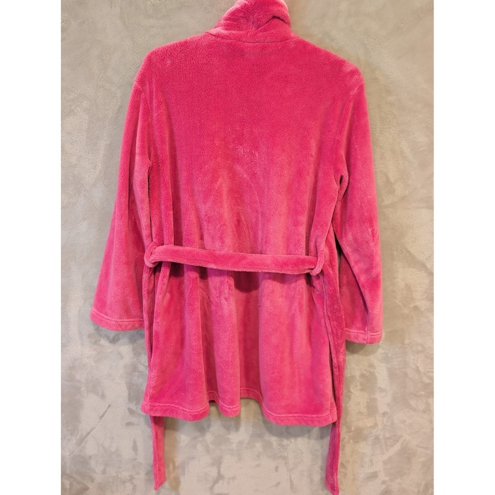 Charlotte Pink Plush Fleece Robe Womens Medium Soft Cozy Belted - Picture 2 of 4
